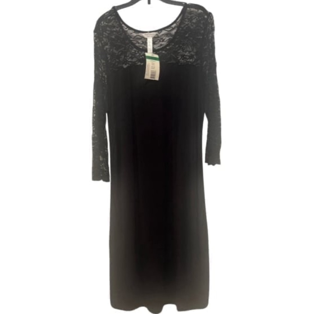Three Seasons Maternity Black Lace Long Sleeve Dress 3/4 Sleeve